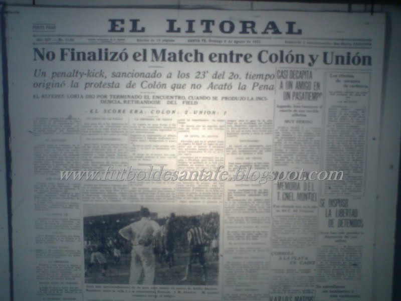 Página del diario El Litoral, donde se reflejaba la suspensión del partido. Foto: archivo Fútbol de Santa Fe. 
