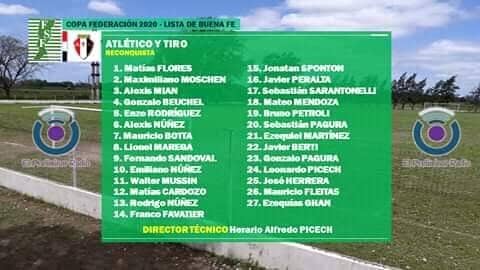Lista de Buena Fe, Atlético y Tiro. Copa Federación